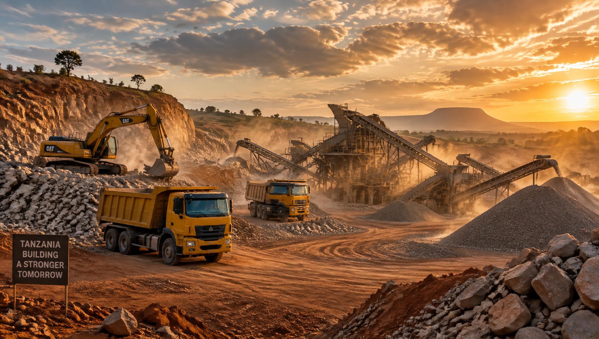 Quarry crushing plant with tipper trucks